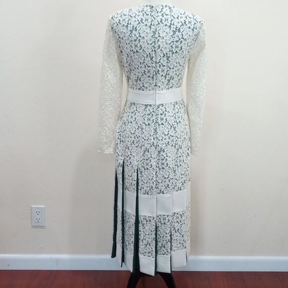 Tory Burch Lace Godet Dress - 4 ~ Ivory / Green - Picture 12 of 16